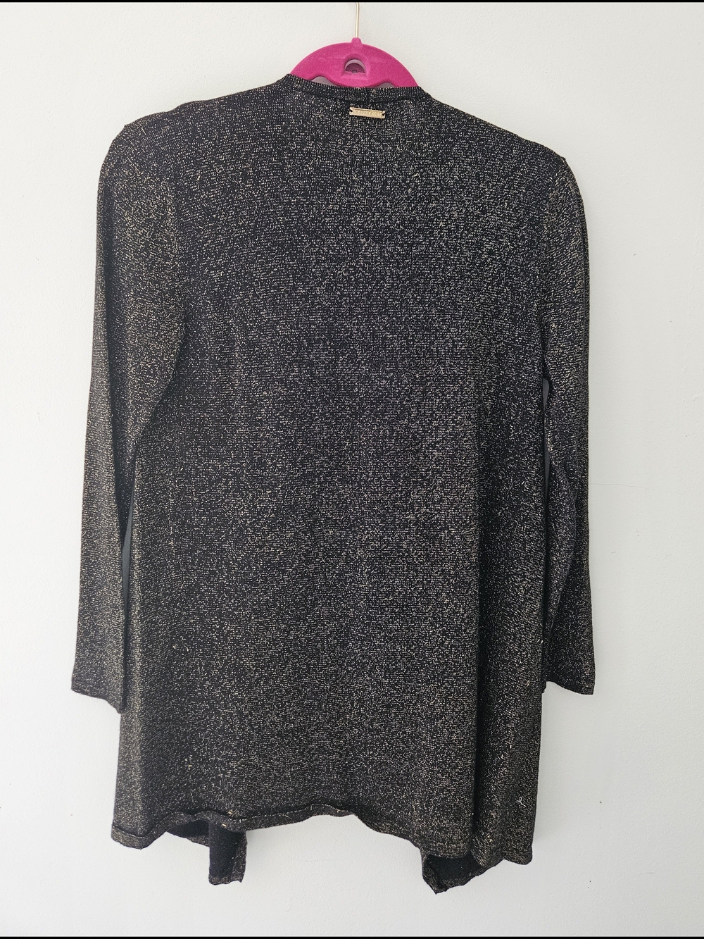Michael Kors Black Metallic Open-Front Cardigan - Picture 2 of 4